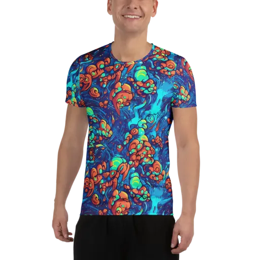 Vivid Submersion on a Men's Athletic T-Shirt
