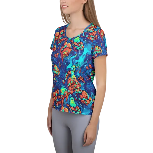Vivid Submersion on a Women's Athletic T-Shirt