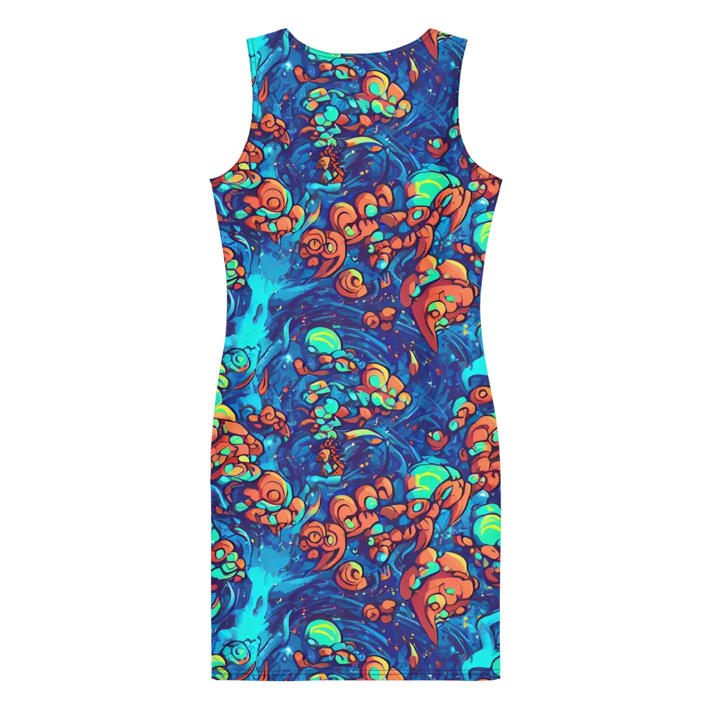 Vivid Submersion on Bodycon Dress — Back