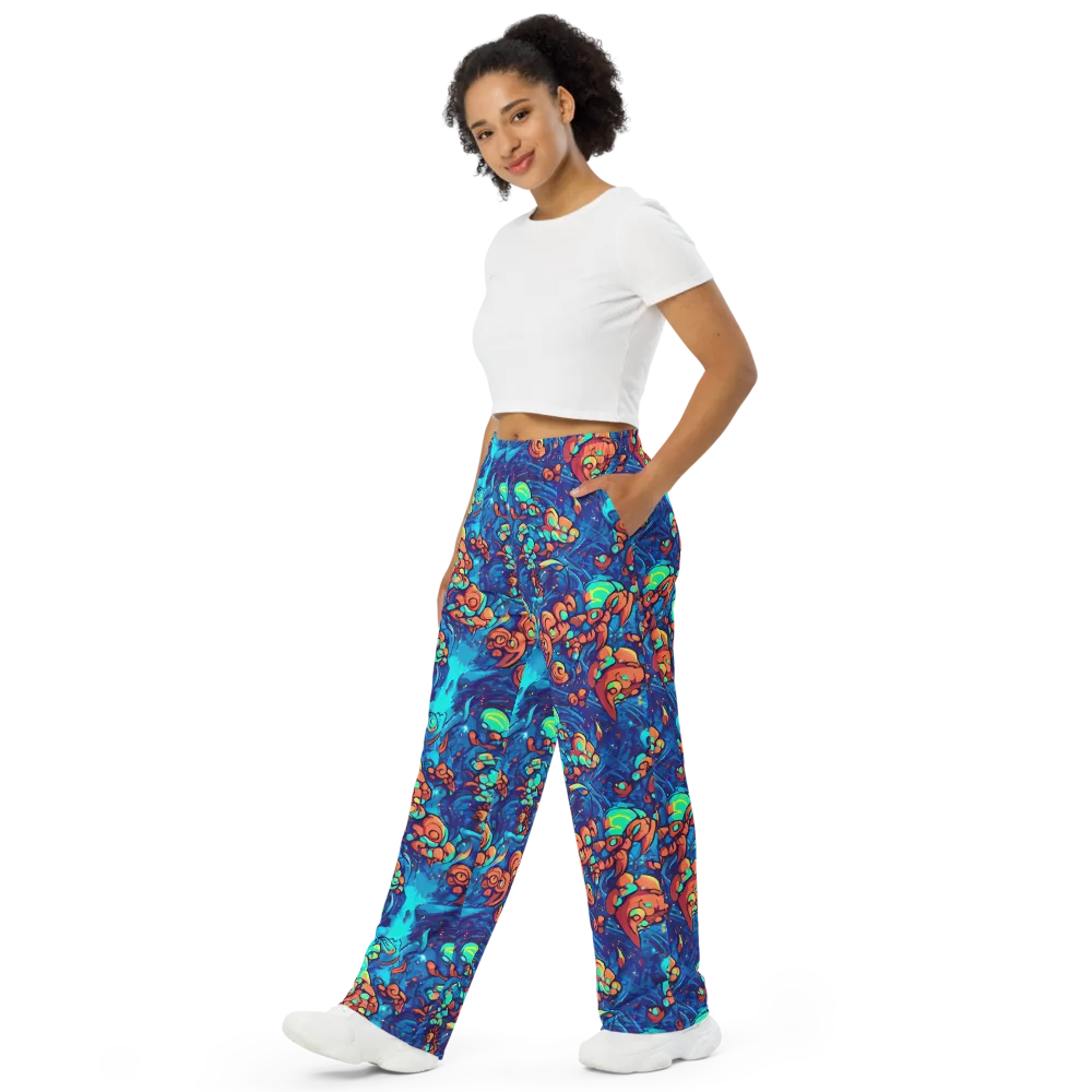 Vivid Submersion on Wide-Leg Pants — Left Front