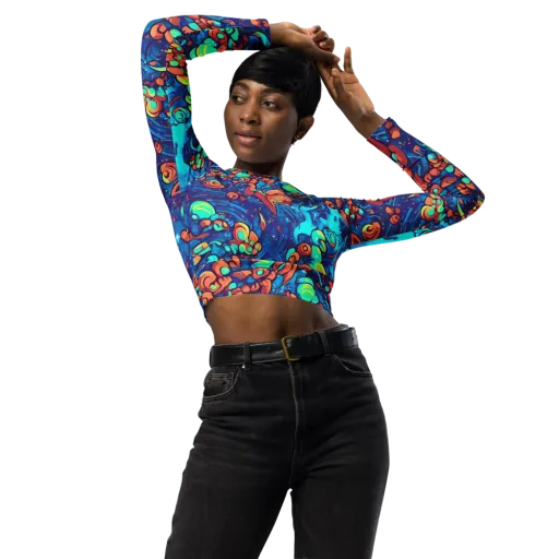 Vivid Submersion on a Long Sleeve Crop Top
