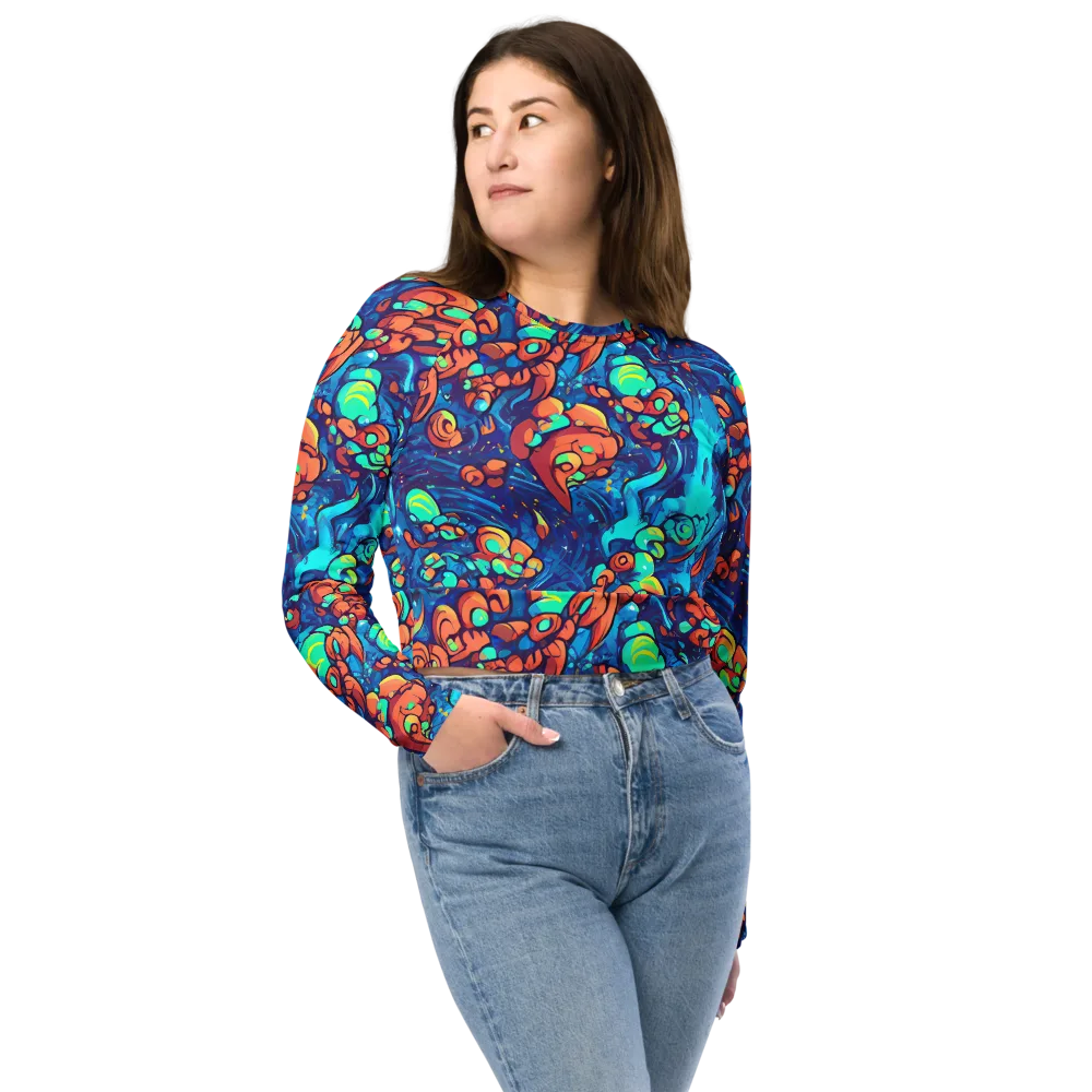 Vivid Submersion on Long Sleeve Crop Top — Front