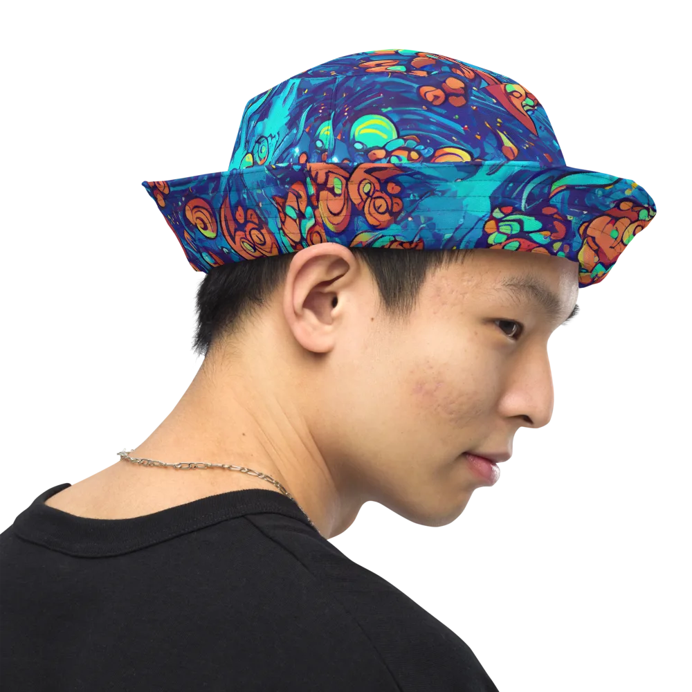 Vivid Submersion on Reversible Bucket Hat — Right Outside