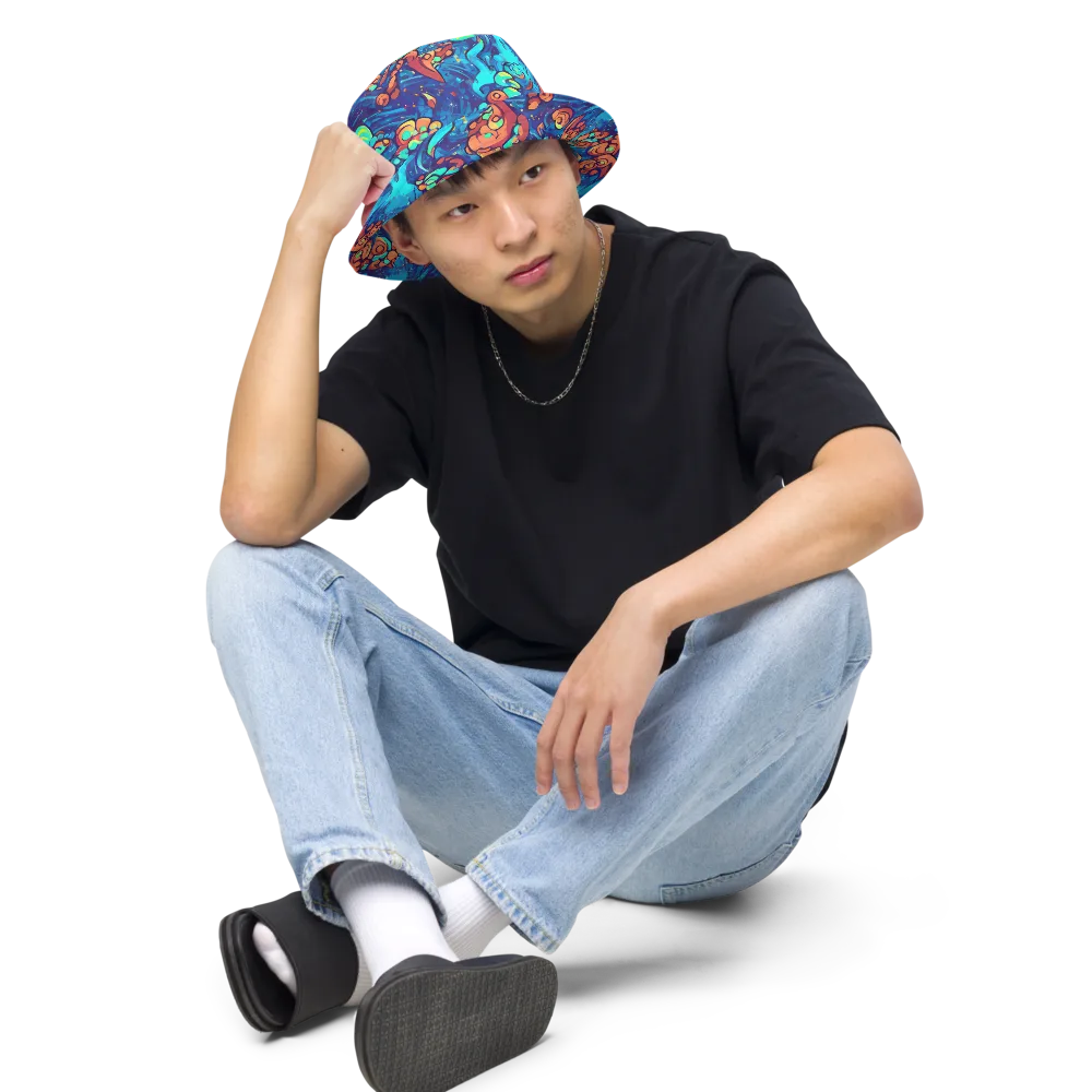 Vivid Submersion on Reversible Bucket Hat — Front 2 Inside