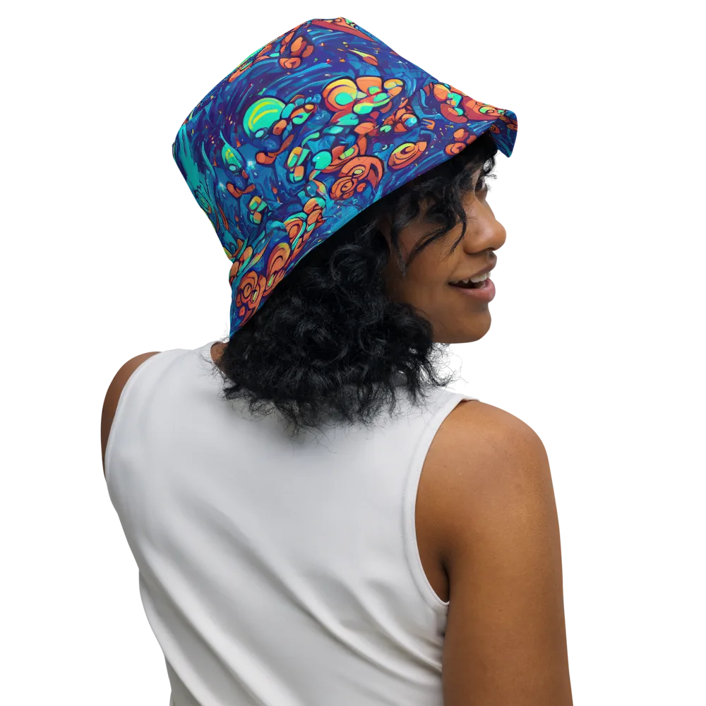 Vivid Submersion on Reversible Bucket Hat — Right Outside