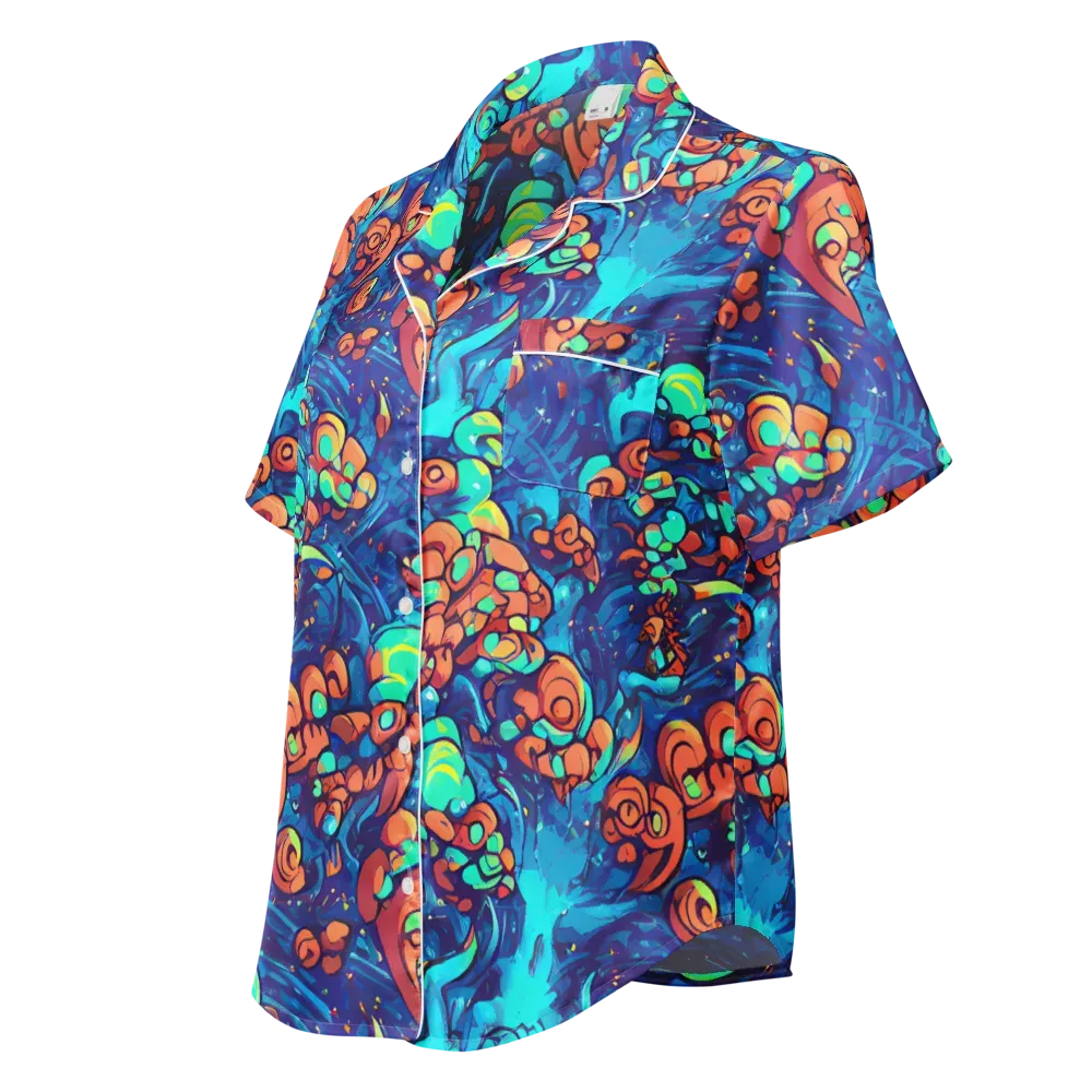Vivid Submersion on Women's Short Sleeve Pajama Top — Left Front