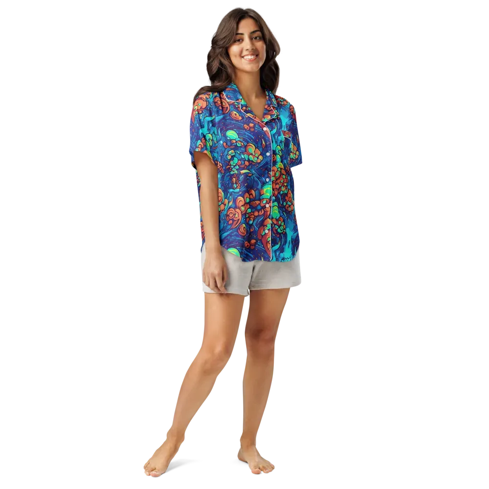 Vivid Submersion on Women's Short Sleeve Pajama Top — Front