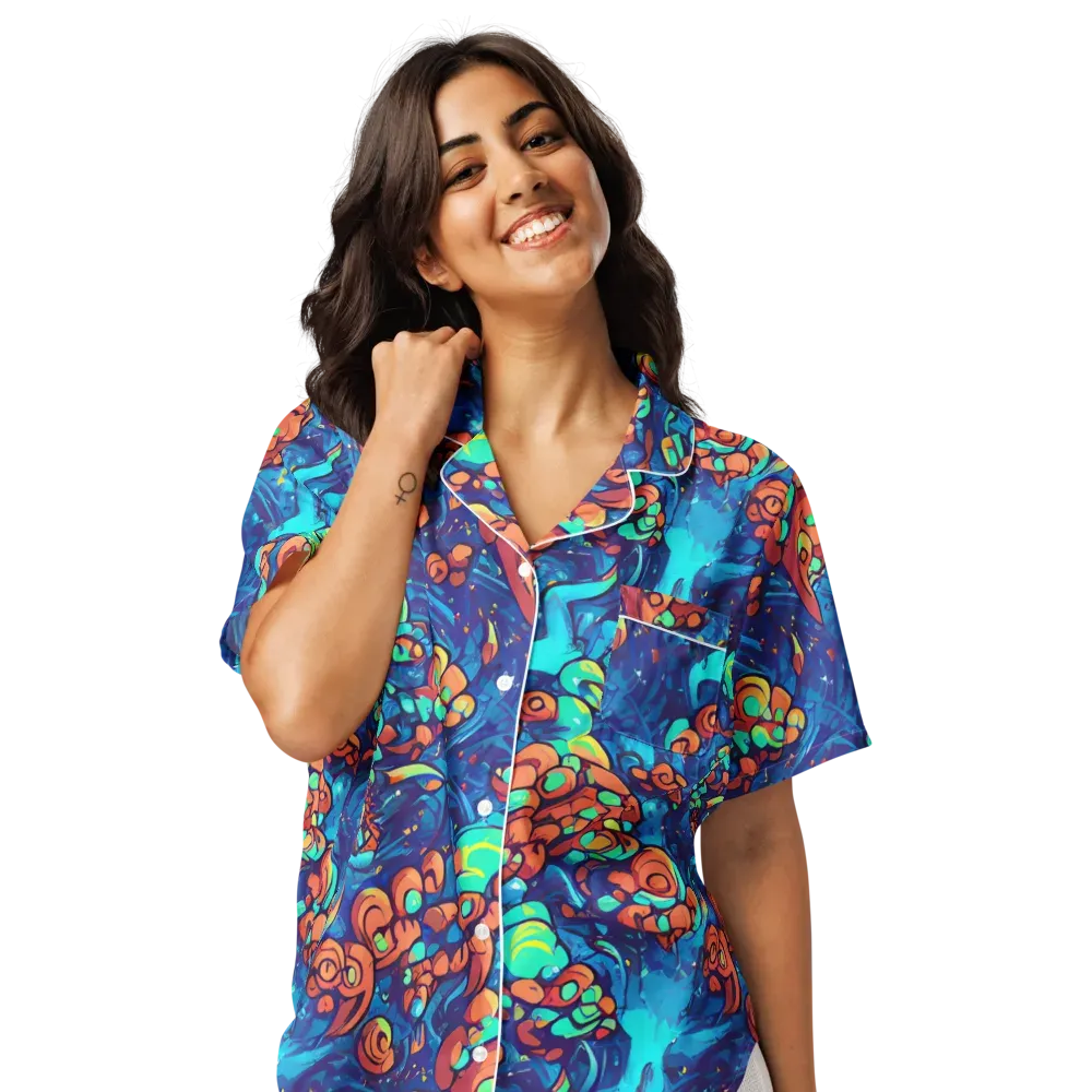Vivid Submersion on Women's Short Sleeve Pajama Top — Front