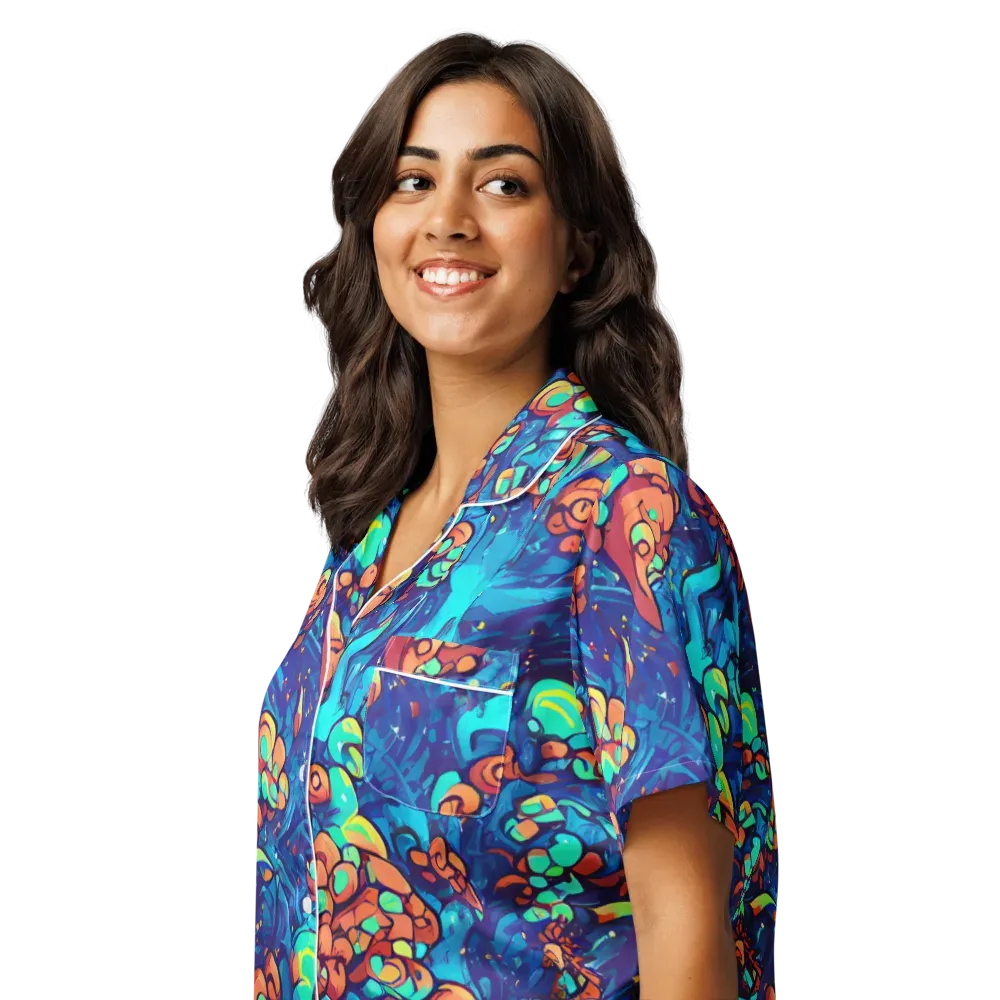 Vivid Submersion on Women's Short Sleeve Pajama Top — Left Front