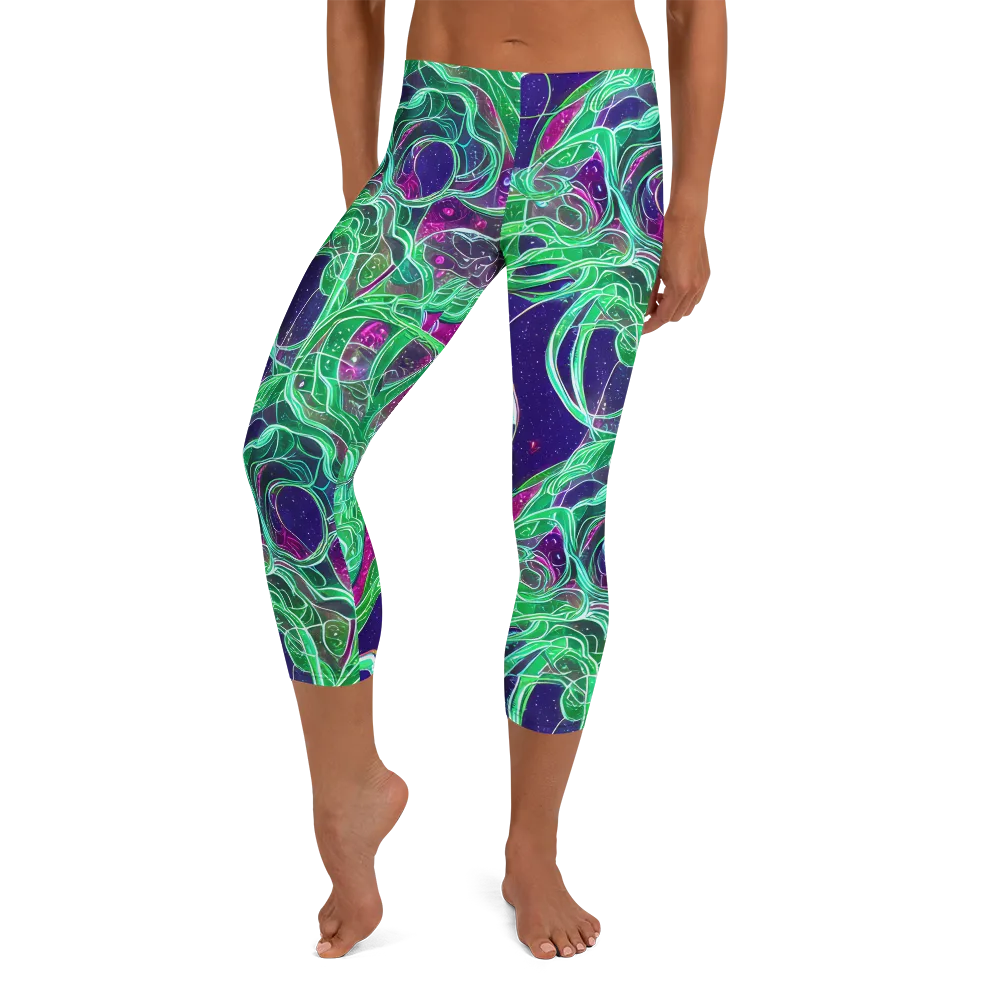 Emerald Starflow on Capri Leggings — Front