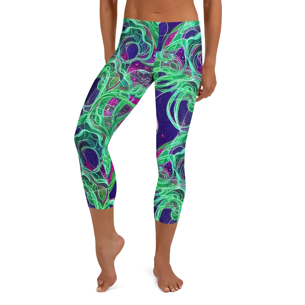 Emerald Starflow on Capri Leggings — Front
