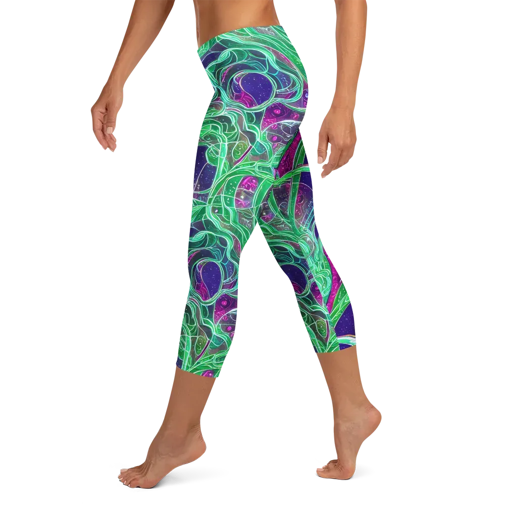 Emerald Starflow on Capri Leggings — Left