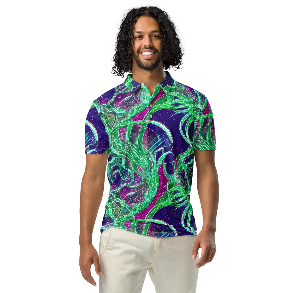 Emerald Starflow on Men's Slim Fit Polo Shirt — Front