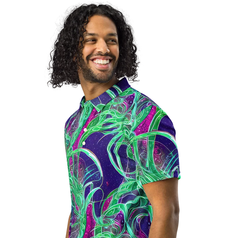 Emerald Starflow on Men's Slim Fit Polo Shirt — Left Front