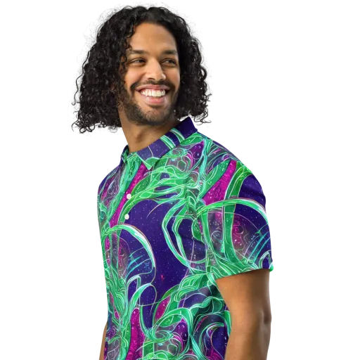 Emerald Starflow on a Men's Slim Fit Polo Shirt