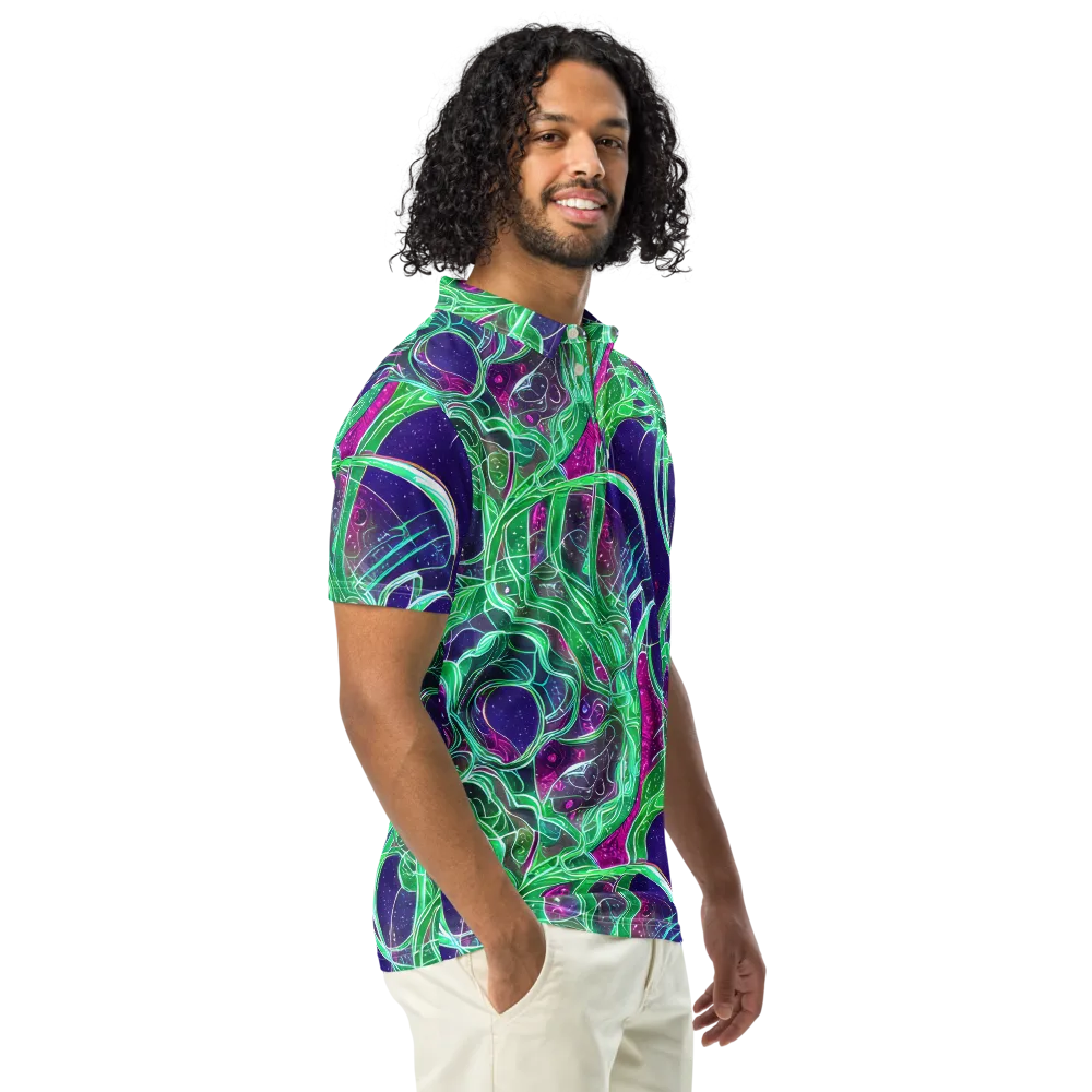 Emerald Starflow on Men's Slim Fit Polo Shirt — Right Front