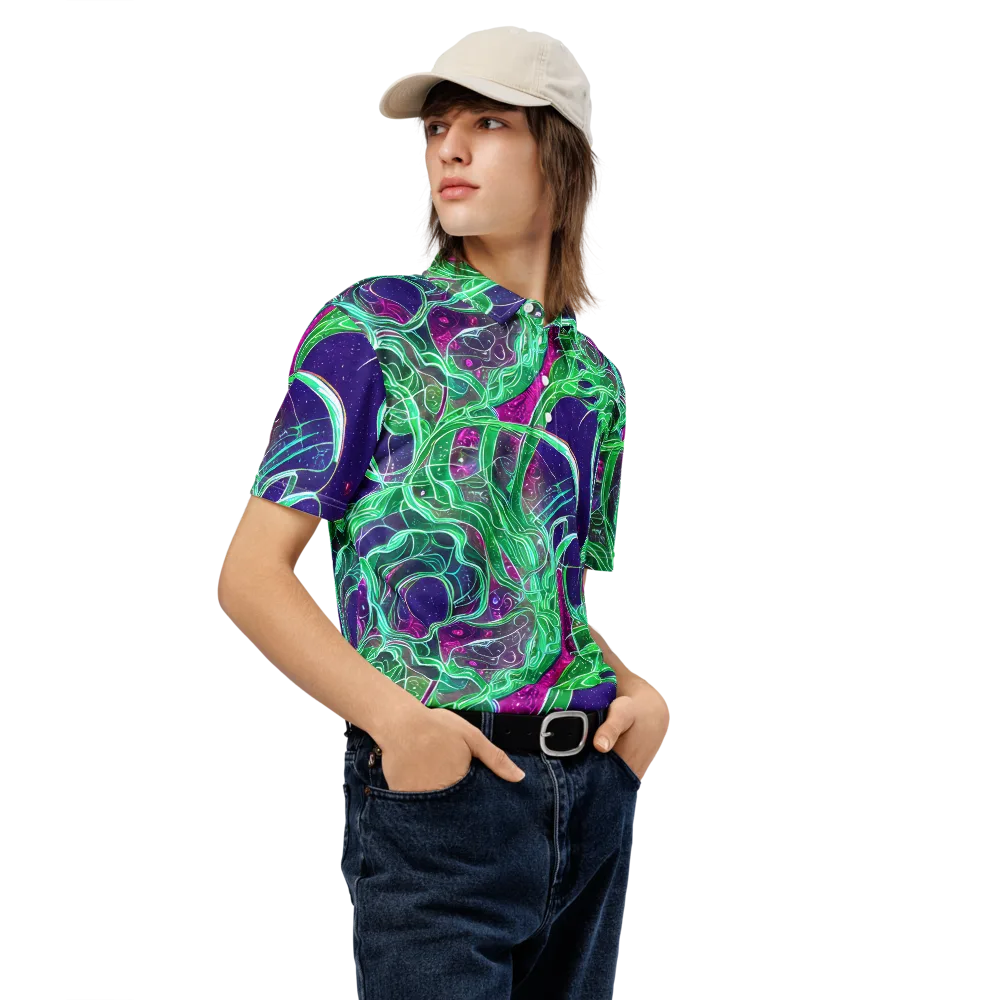 Emerald Starflow on Men's Slim Fit Polo Shirt — Right Front