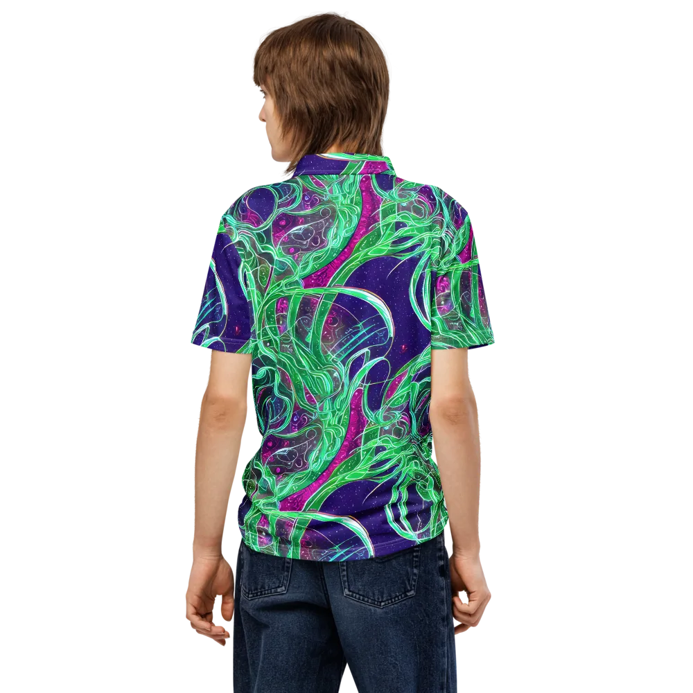 Emerald Starflow on Men's Slim Fit Polo Shirt — Back