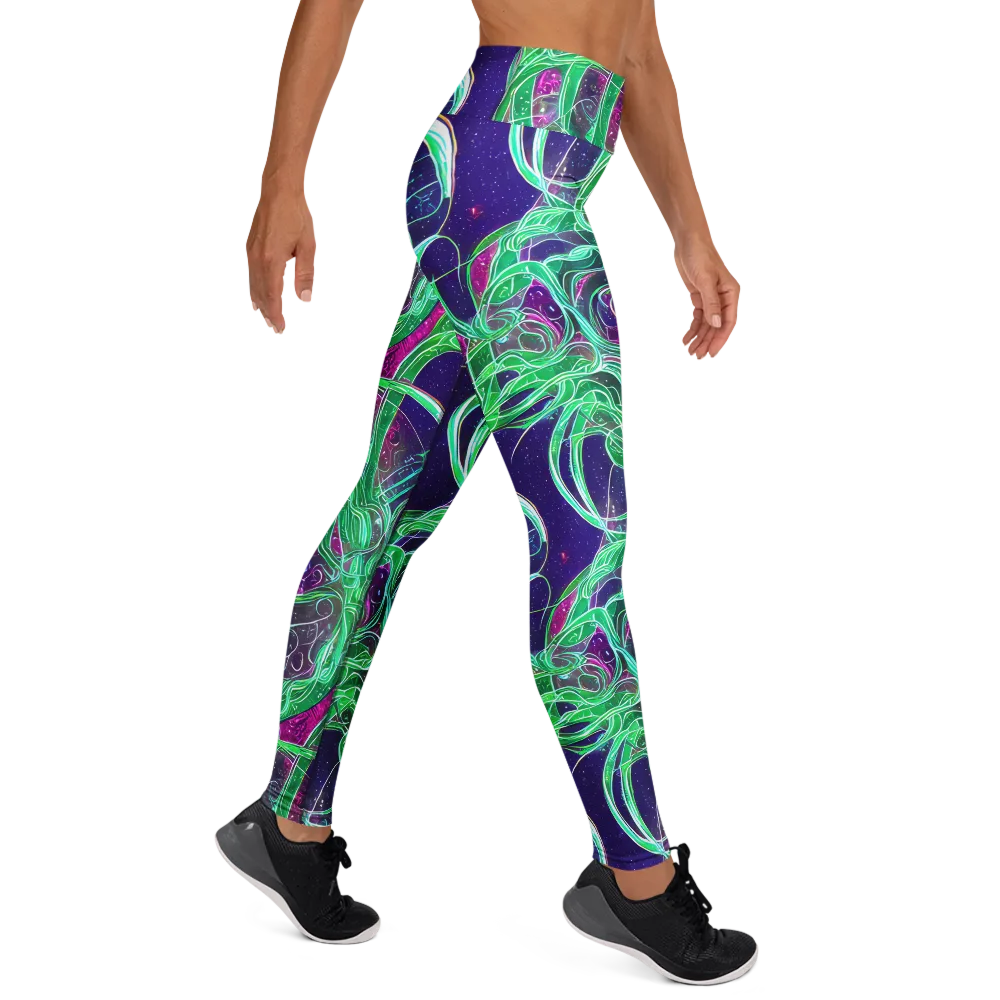 Emerald Starflow on Yoga Leggings — Right
