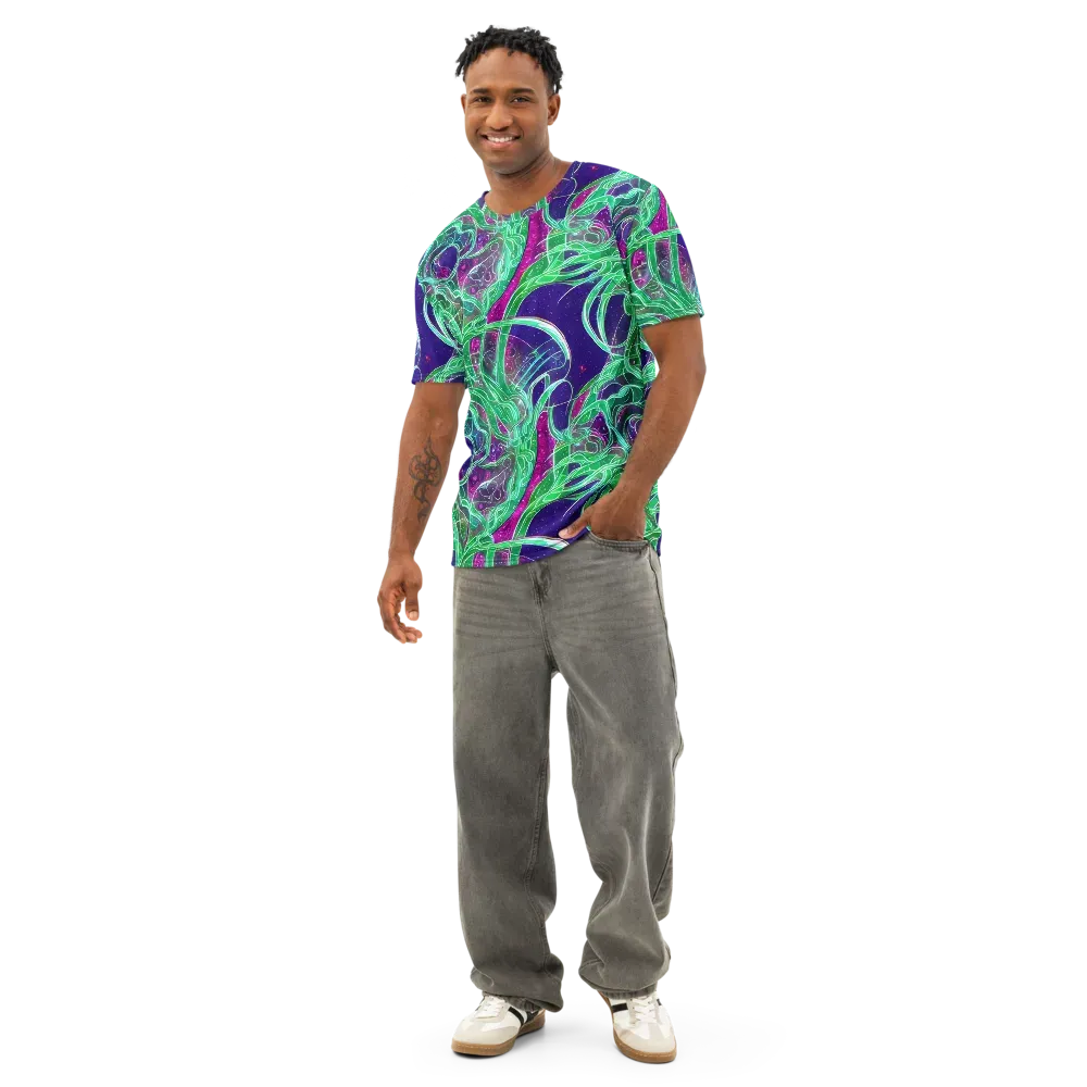Emerald Starflow on Men's Cotton Crew Neck T-Shirt — Front
