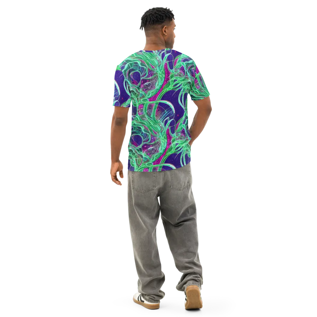Emerald Starflow on Men's Cotton Crew Neck T-Shirt — Back