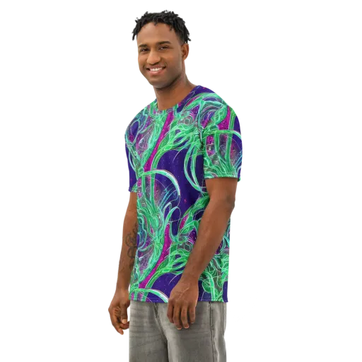 Emerald Starflow on a Men's Cotton Crew Neck T-Shirt