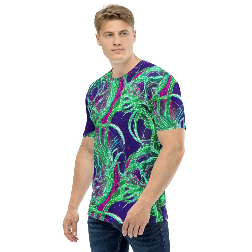 Emerald Starflow on Men's Crew Neck T-Shirt — Left