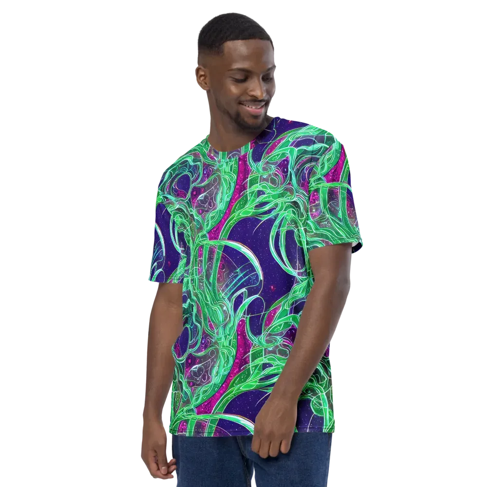 Emerald Starflow on Men's Crew Neck T-Shirt — Left