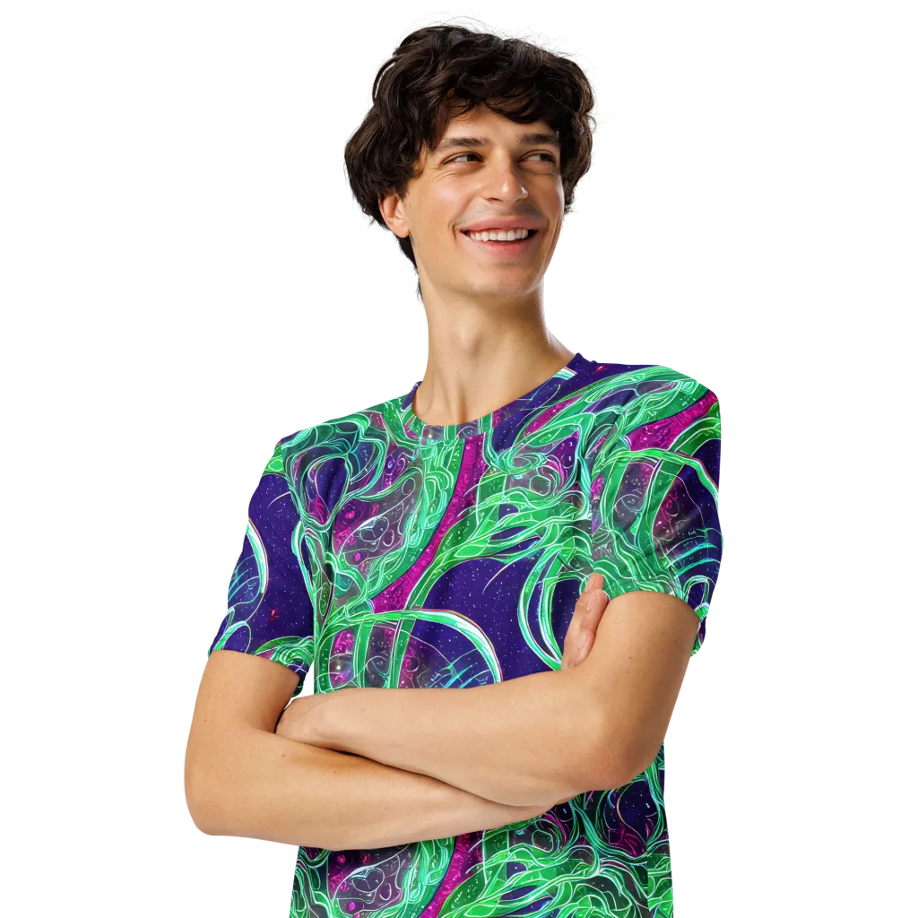 Emerald Starflow on Men's Crew Neck T-Shirt — Left Front