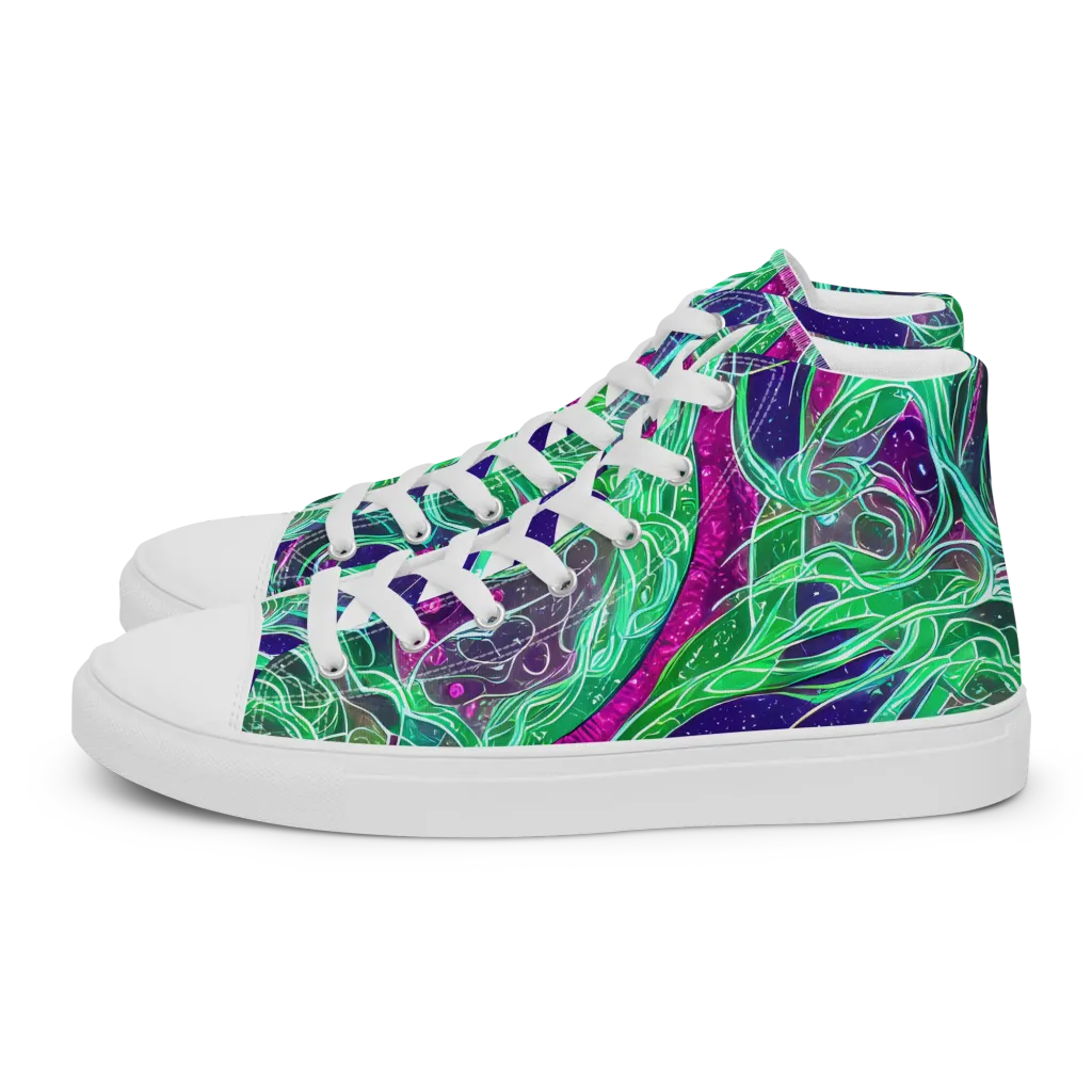 Emerald Starflow on Men's High Top Canvas Shoes — Left