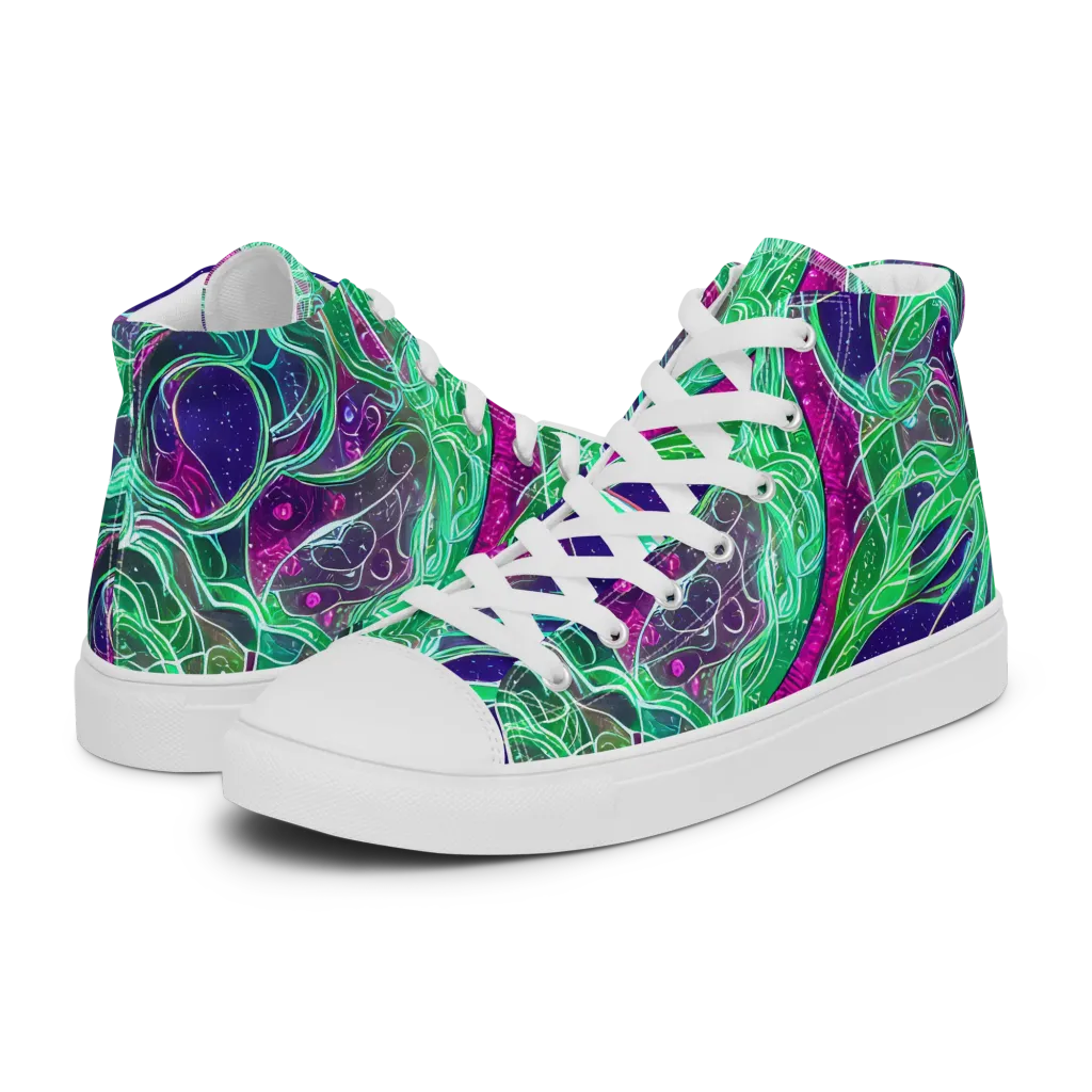 Emerald Starflow on Men's High Top Canvas Shoes — Left