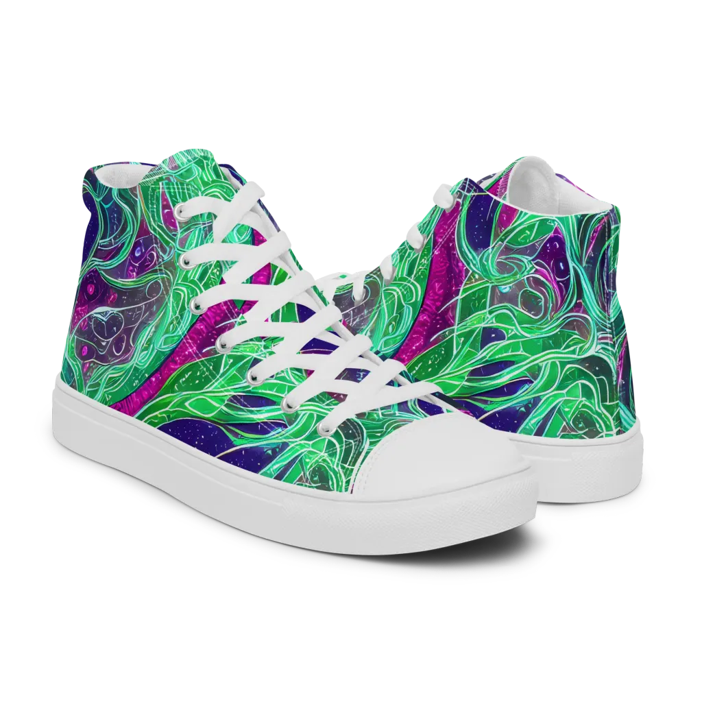 Emerald Starflow on Men's High Top Canvas Shoes — Right