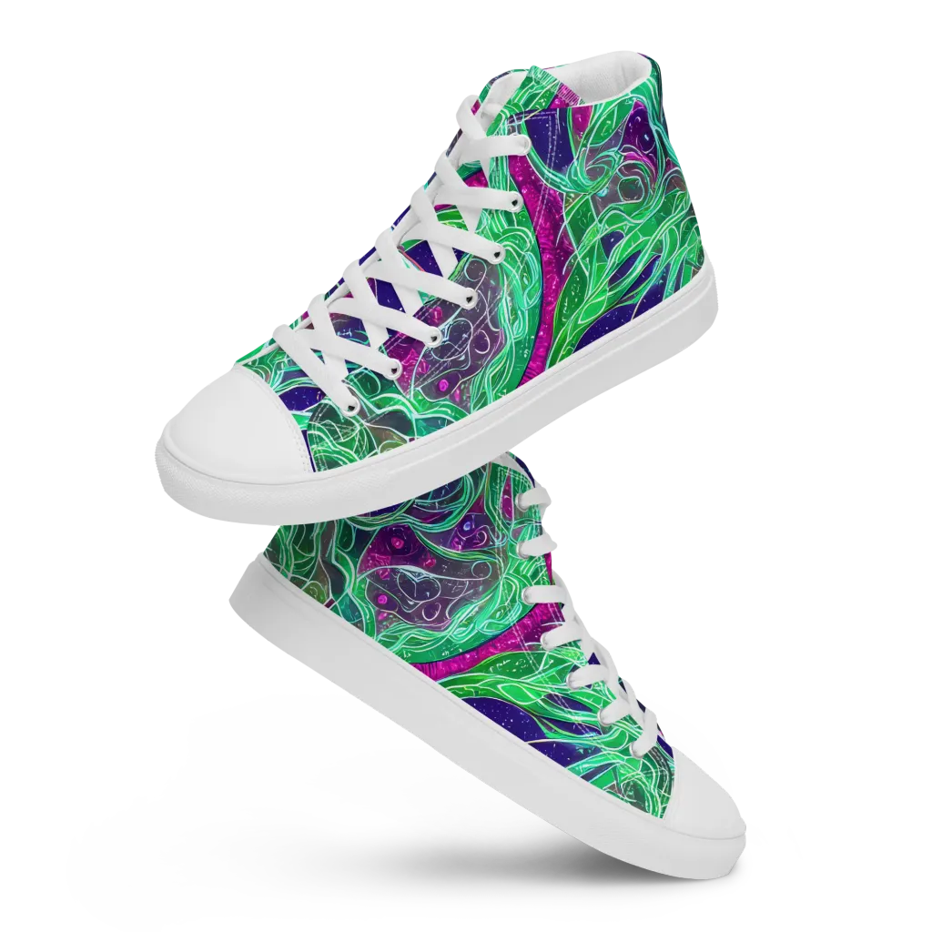 Emerald Starflow on Men's High Top Canvas Shoes — Front