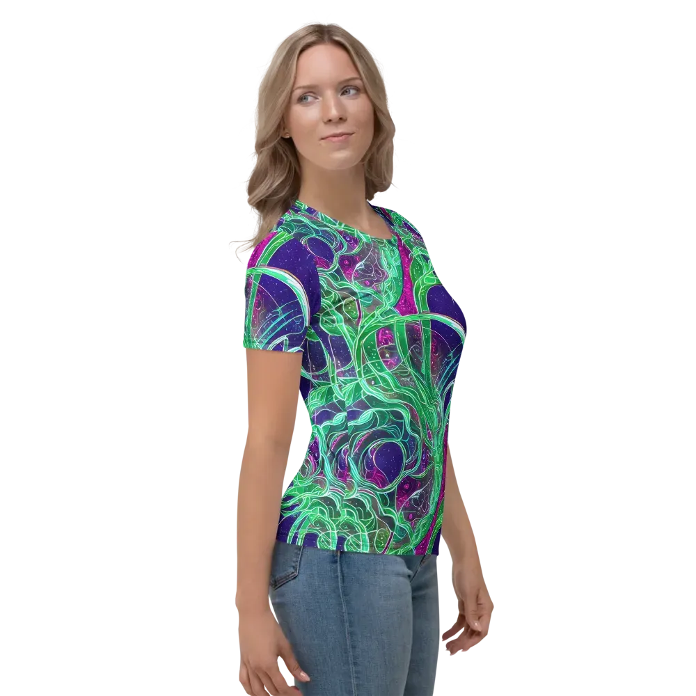 Emerald Starflow on Women's Crew Neck T-Shirt — Right
