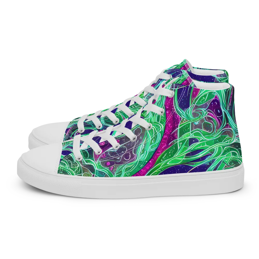 Emerald Starflow on Women's High Top Canvas Shoes — Left