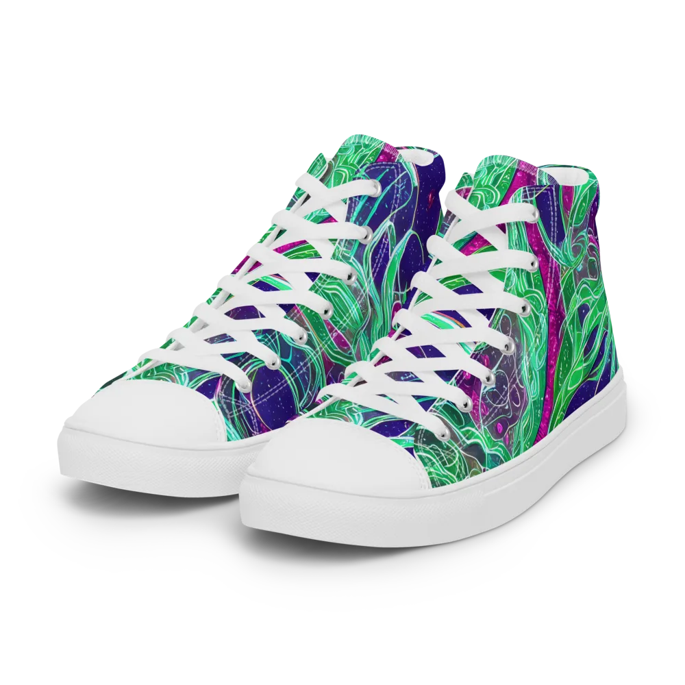 Emerald Starflow on Women's High Top Canvas Shoes — Left Front