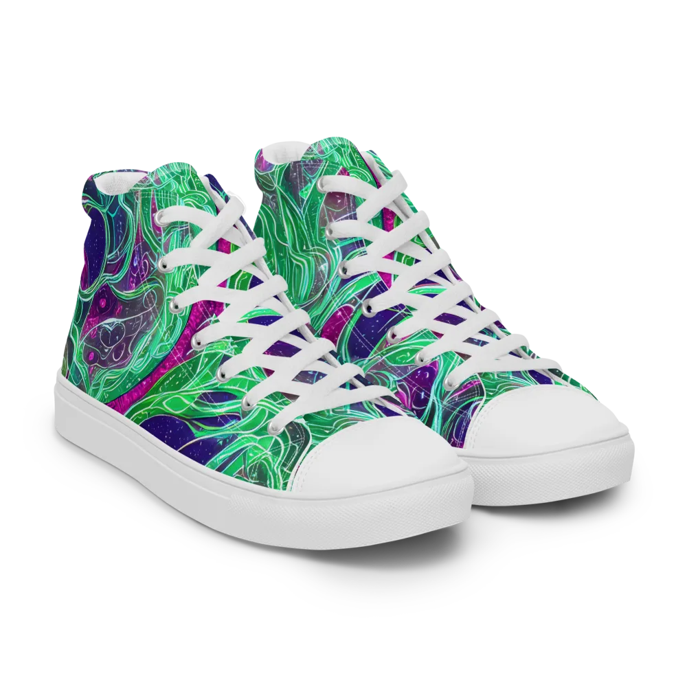 Emerald Starflow on Women's High Top Canvas Shoes — Right Front