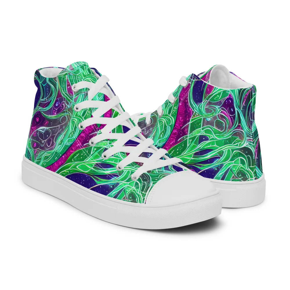 Emerald Starflow on Women's High Top Canvas Shoes — Right