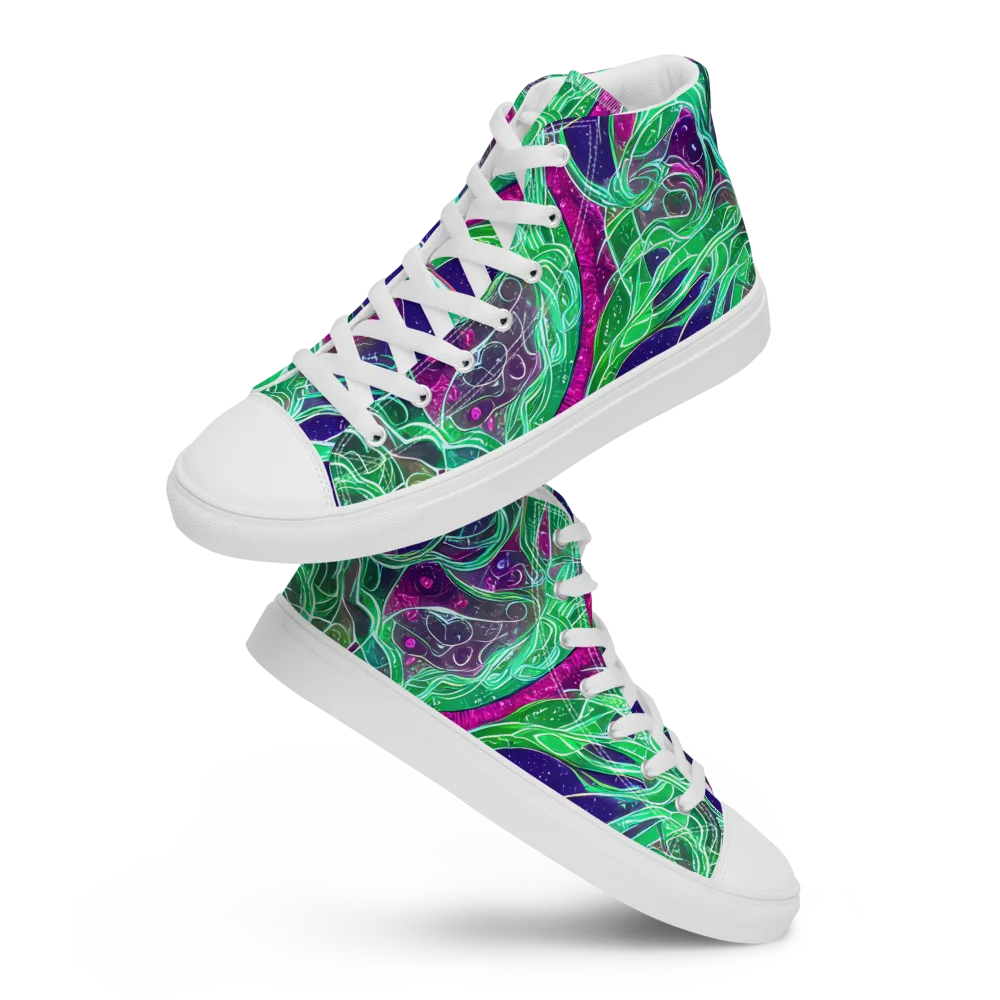 Emerald Starflow on Women's High Top Canvas Shoes — Front