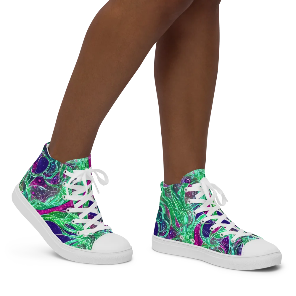 Emerald Starflow on Women's High Top Canvas Shoes — Right