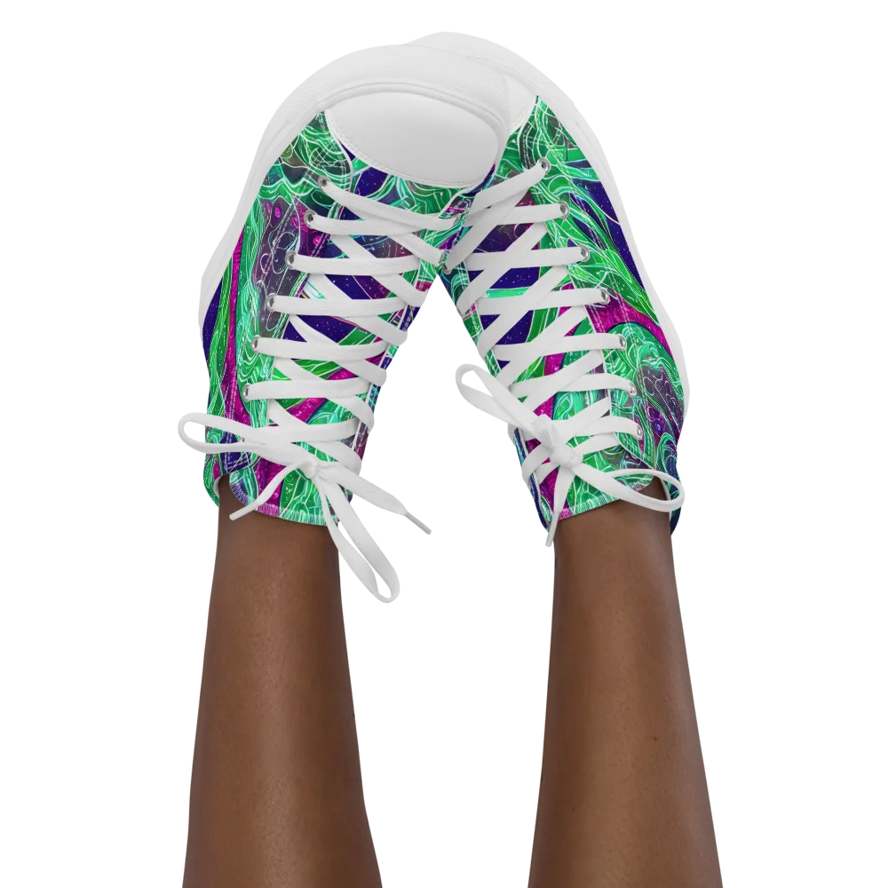 Emerald Starflow on Women's High Top Canvas Shoes — Front