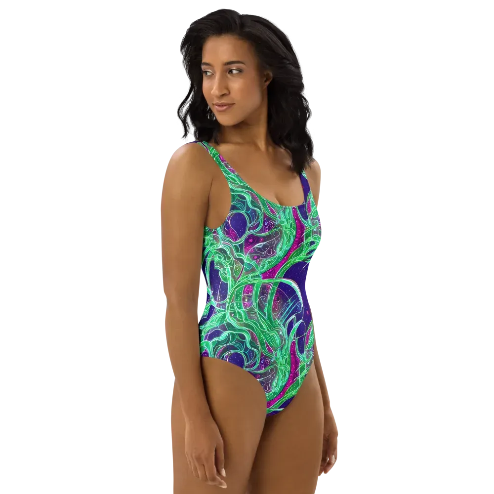 Emerald Starflow on One-Piece Swimsuit — Right