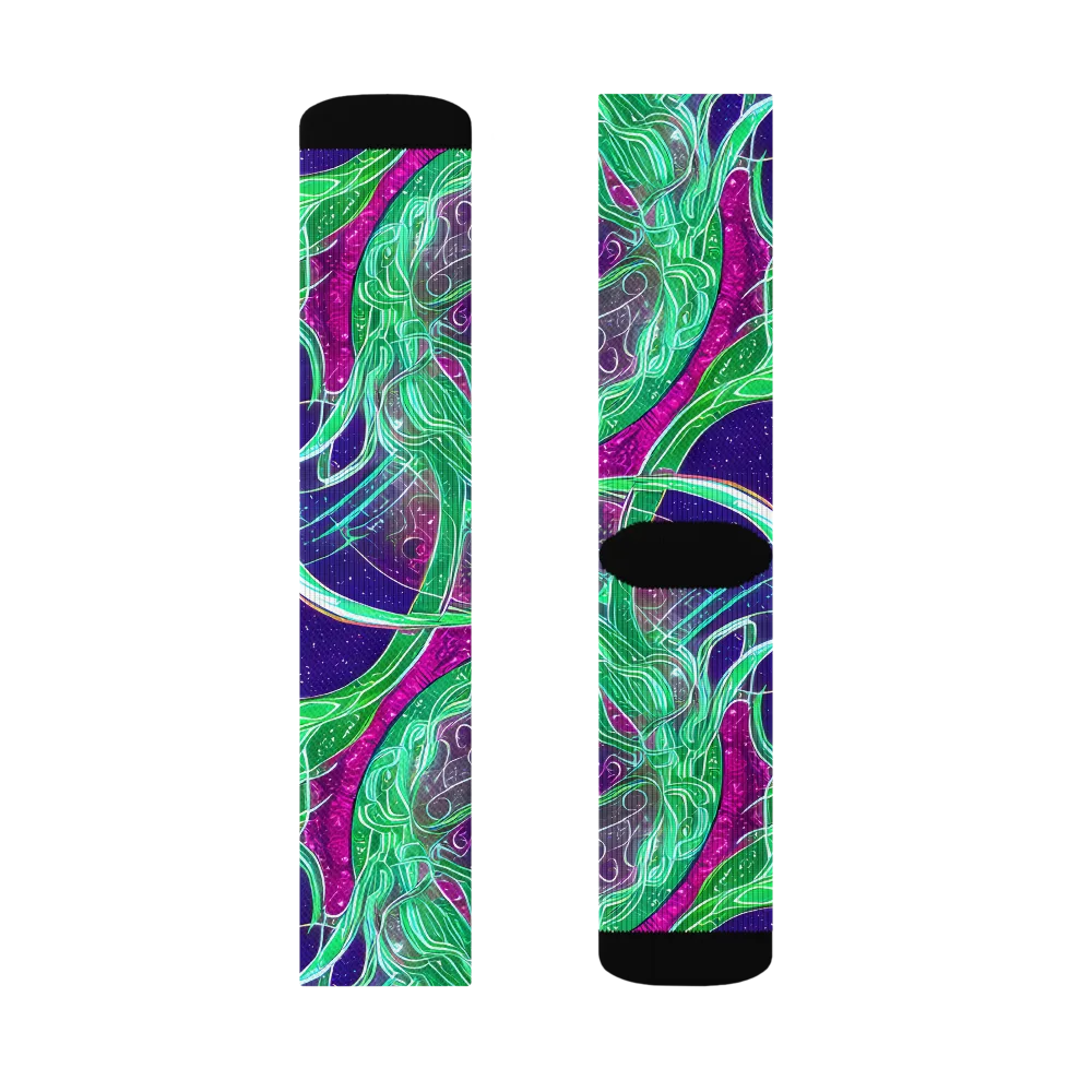 Emerald Starflow on Socks — Left Sock