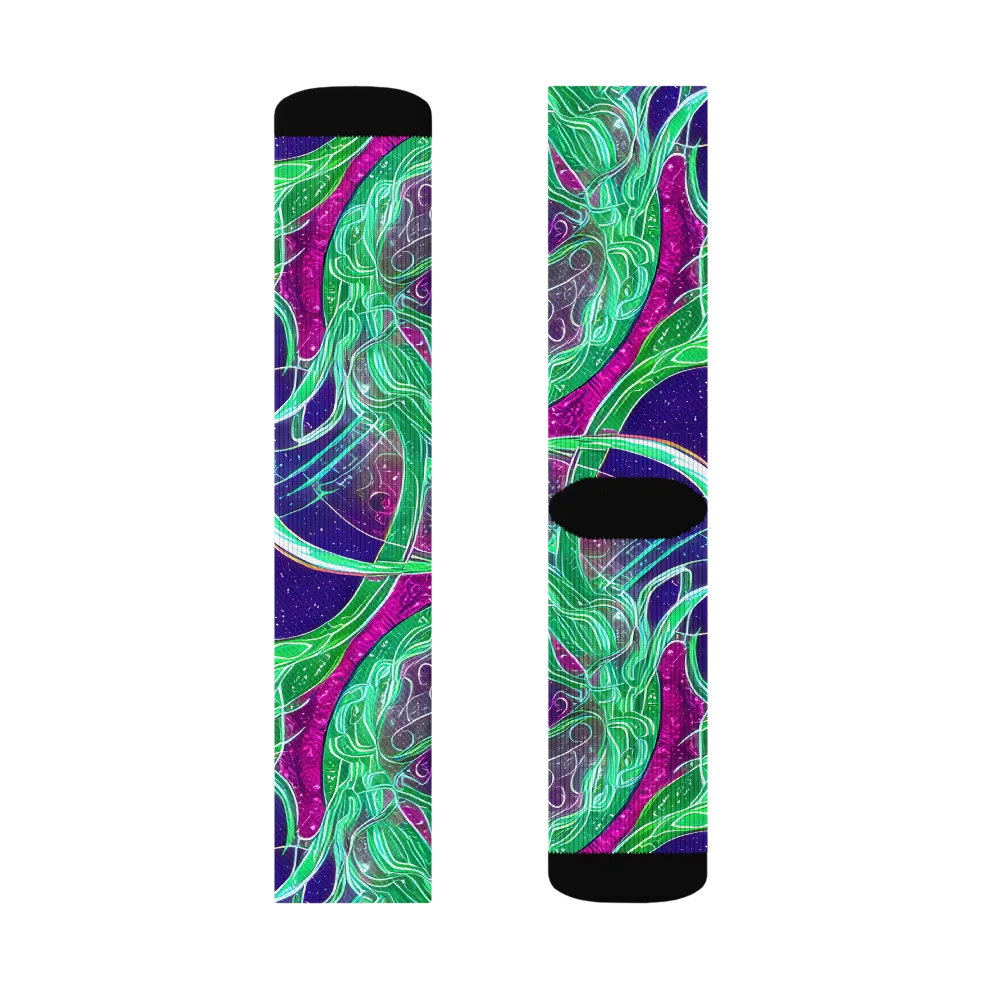 Emerald Starflow on Socks — Right Sock