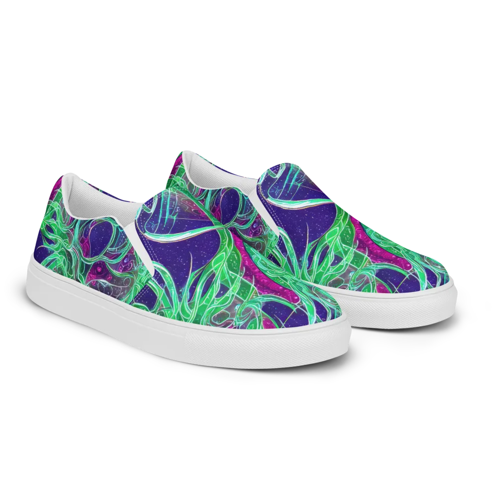 Emerald Starflow on Women's Slip-On Canvas Shoes — Right Front