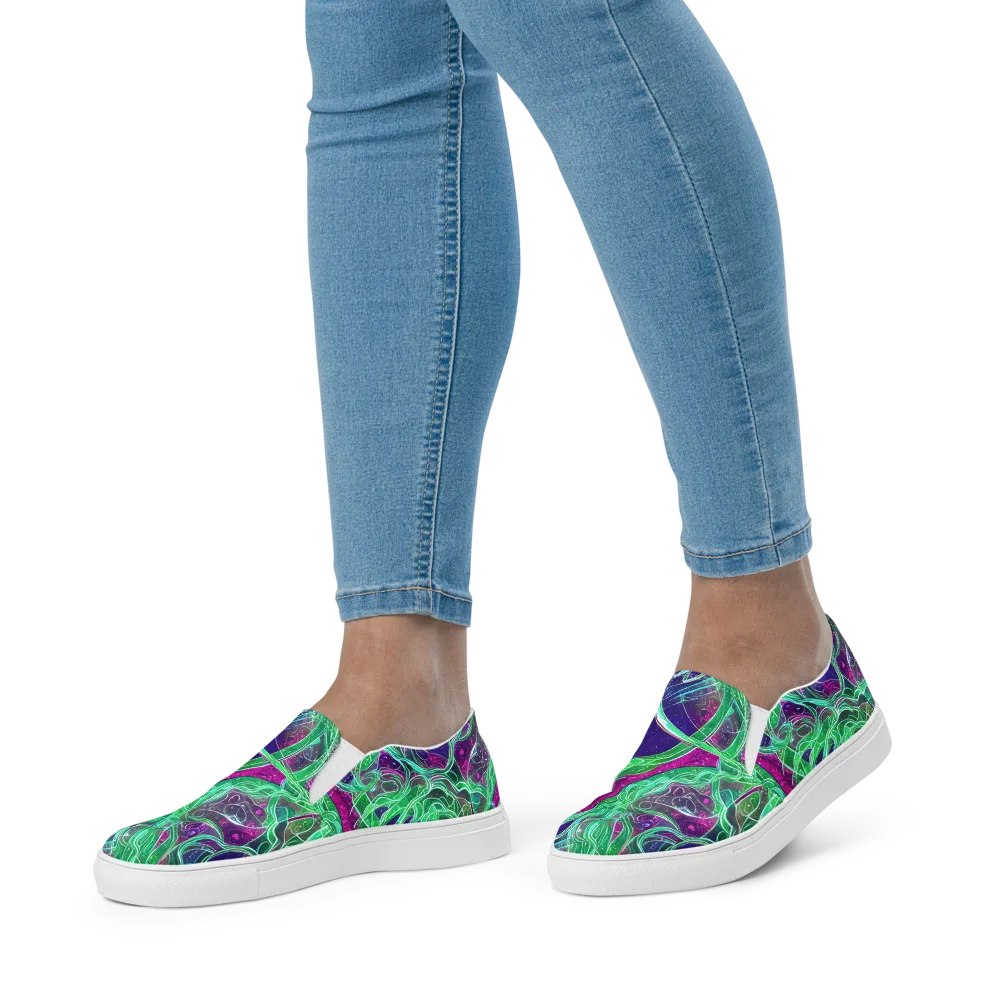 Emerald Starflow on Women's Slip-On Canvas Shoes — Front
