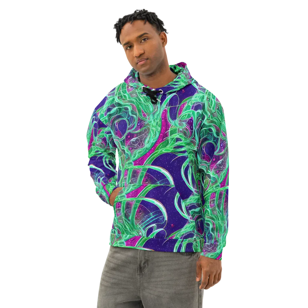 Emerald Starflow on Cotton Hoodie — Left Front