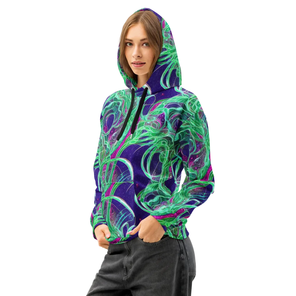 Emerald Starflow on Cotton Hoodie — Left Front