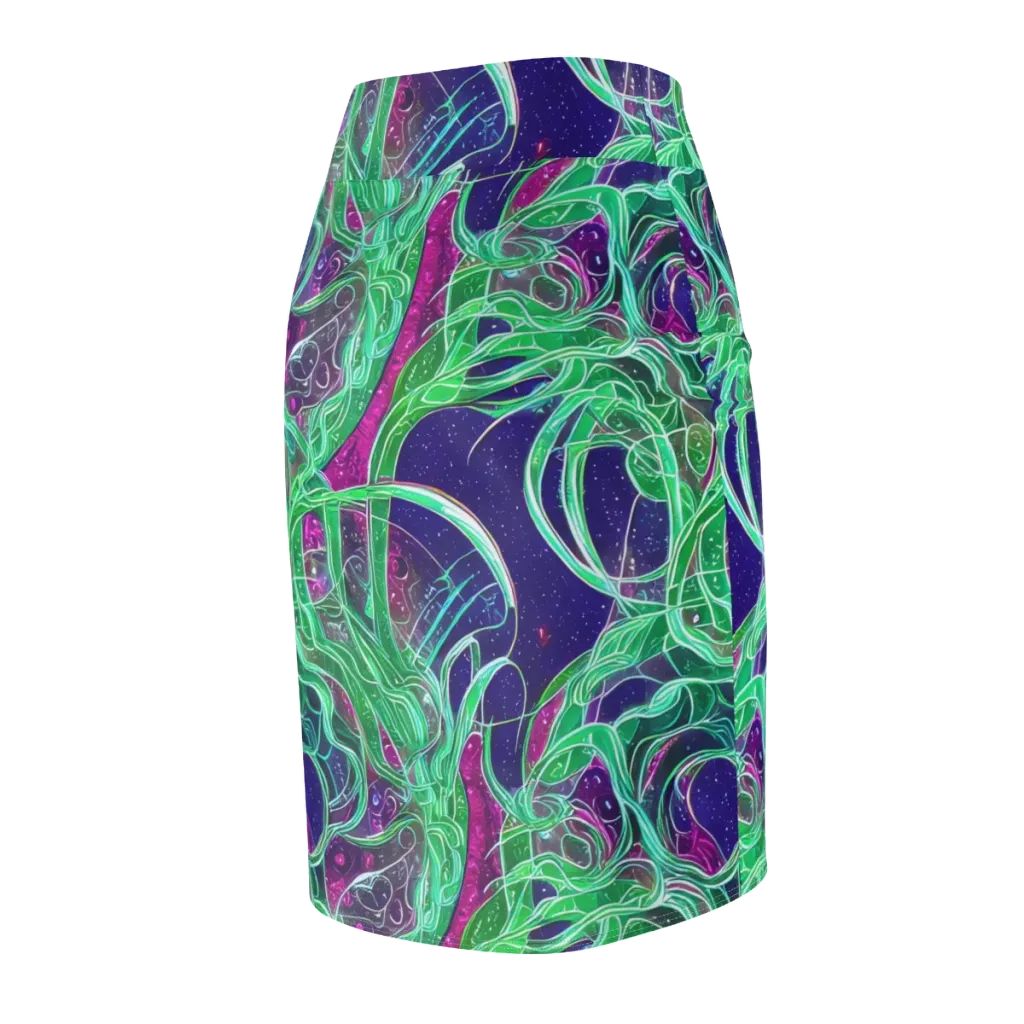 Emerald Starflow on Pencil Skirt — Back Side