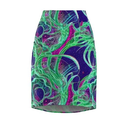 Emerald Starflow on a Pencil Skirt